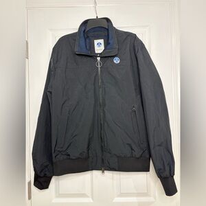 North Sails Men’s Size Medium VTG Sailors Bomber Jacket Black Mock Neck Nylon